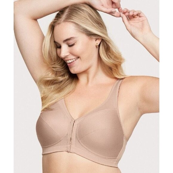 Glamorise 48D Bra Tan Nude MagicLift Front Close Posture Back Wire Free 1265 - Picture 1 of 8
